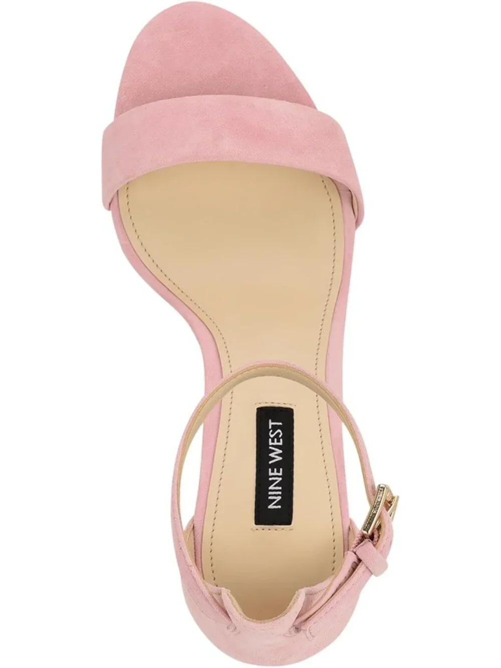 Women's Light Pink Suede Round Toe Ankle Strap Wnpruce Block Heeled Sandal Shoes